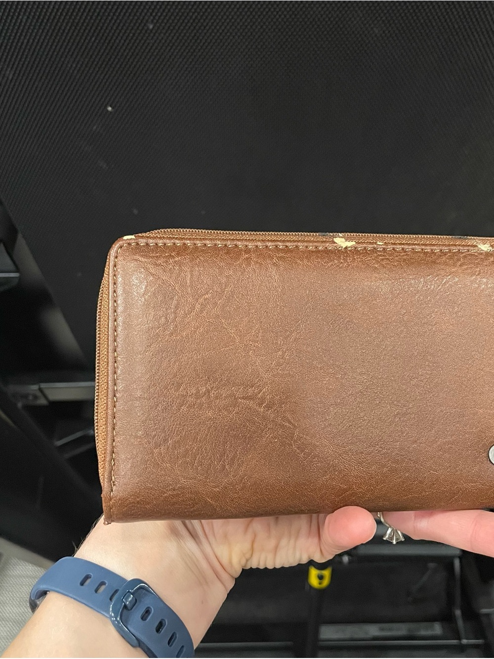 Montana West Brown Zip-Around Leather Wallet